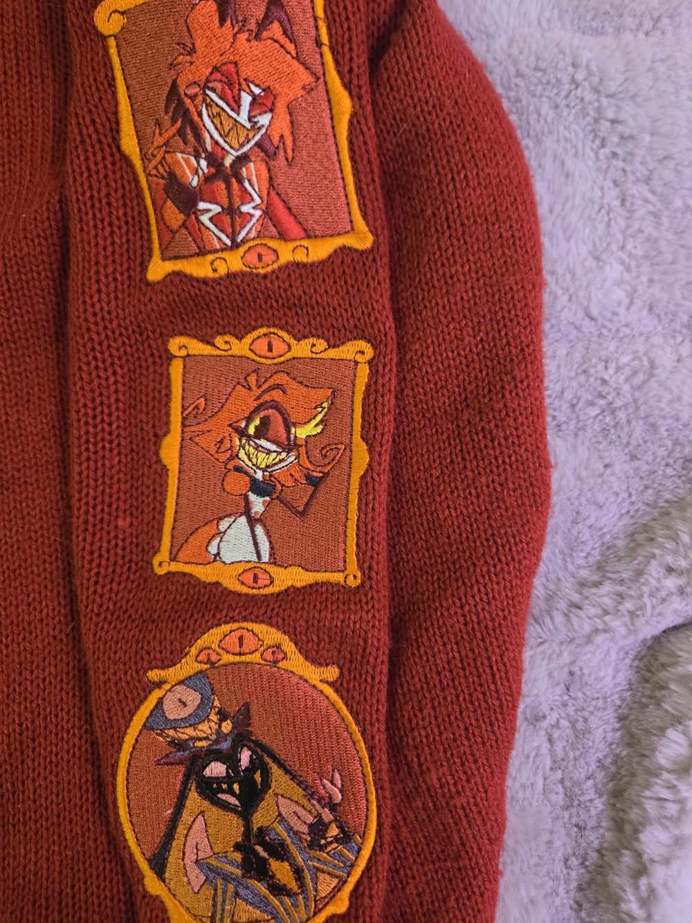 Hot Topic Red Hazbin Hotel Patch Cardigan Sweater - Picture 3 of 8